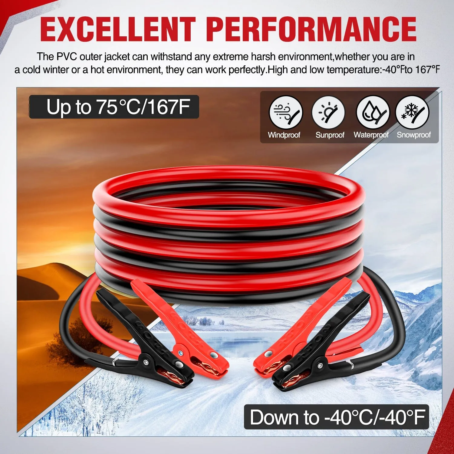10 Gauge 12 FT Heavy Duty Jumper Cable