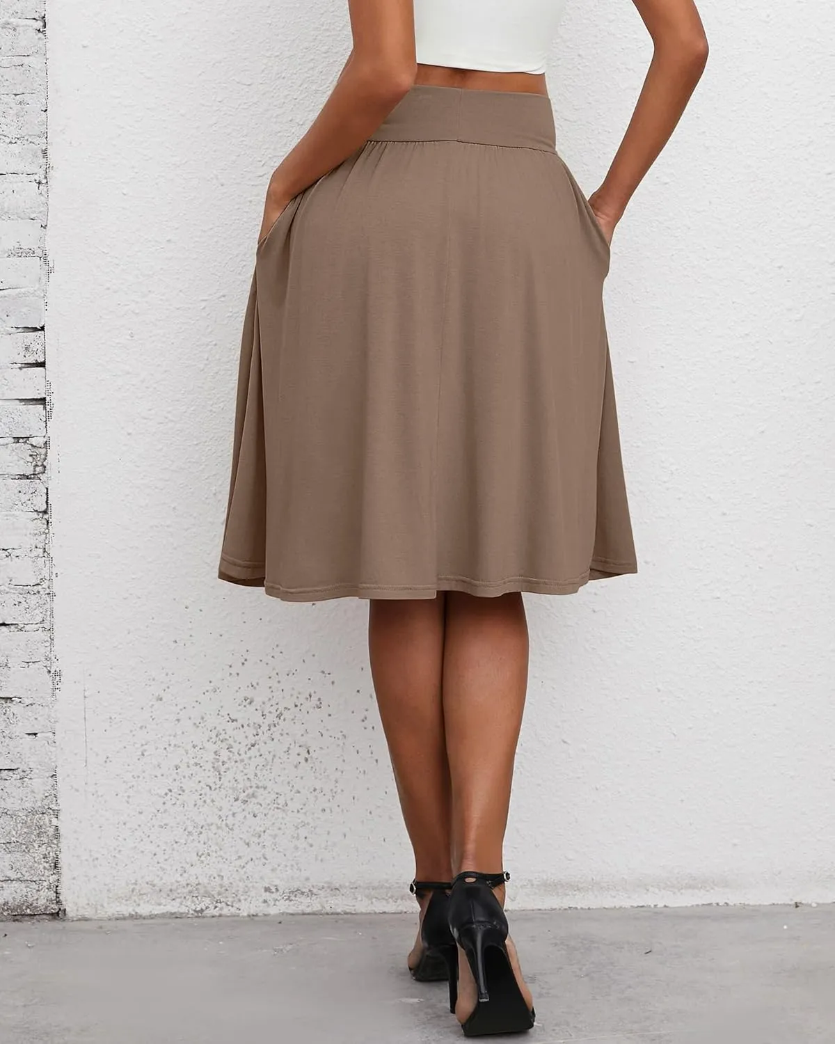 3 Pcs Womens Midi Skirts Knee Length with Pockets Casual High Waisted 2025 Trendy Summer Midi Skirt for Ladies