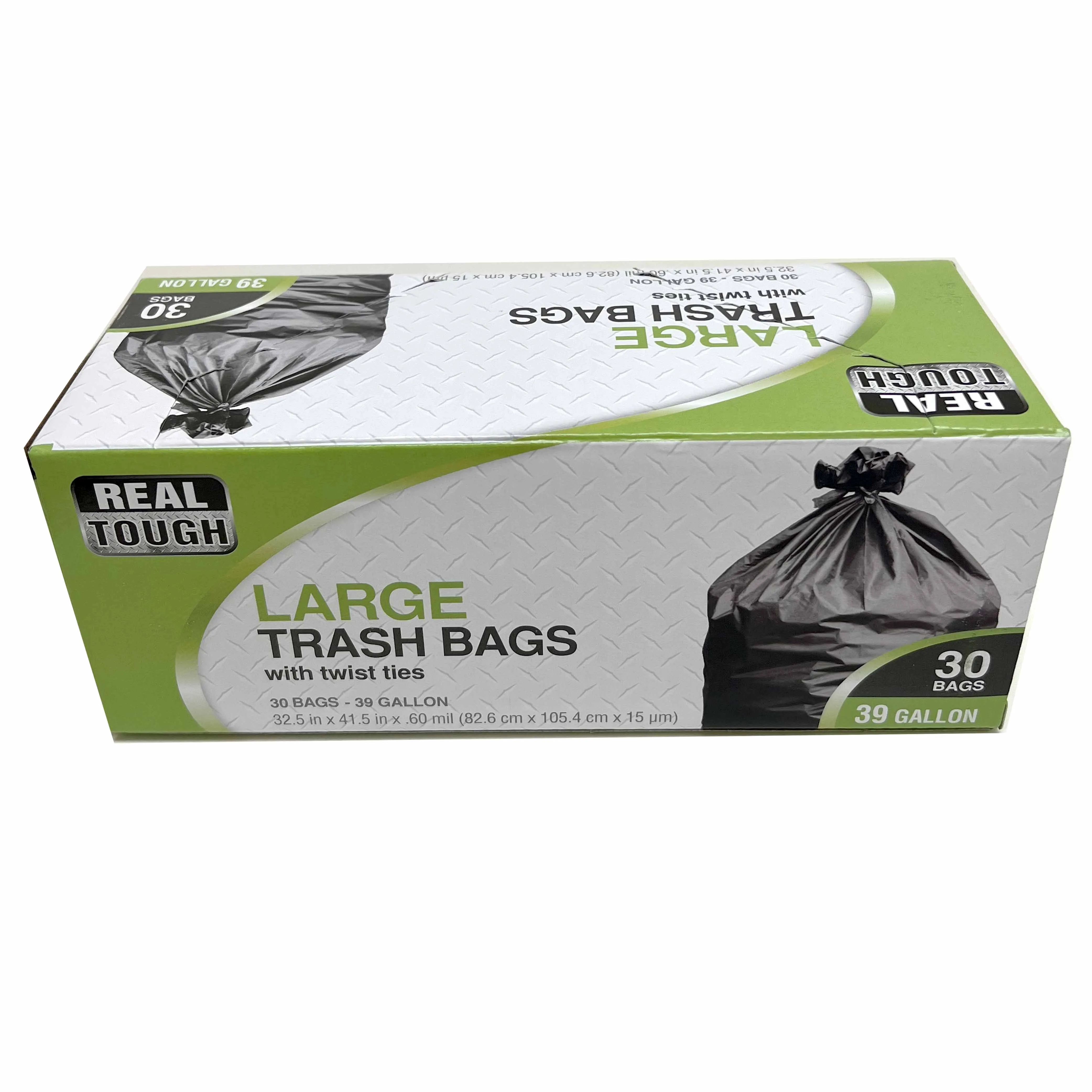 30 Ct Heavy Duty Bags Black Twist Tie Trash Outdoor Yard Leaf Garbage 39 Gallon