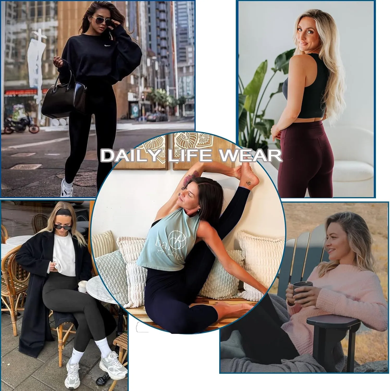 4 Pack Leggings for Women Butt Lift High Waisted Tummy Control Slimming Black No See-Thru Yoga Pants Workout Running