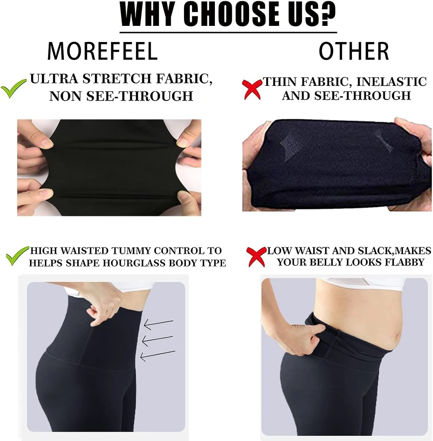 4 Pack Leggings for Women Butt Lift High Waisted Tummy Control Slimming Black No See-Thru Yoga Pants Workout Running