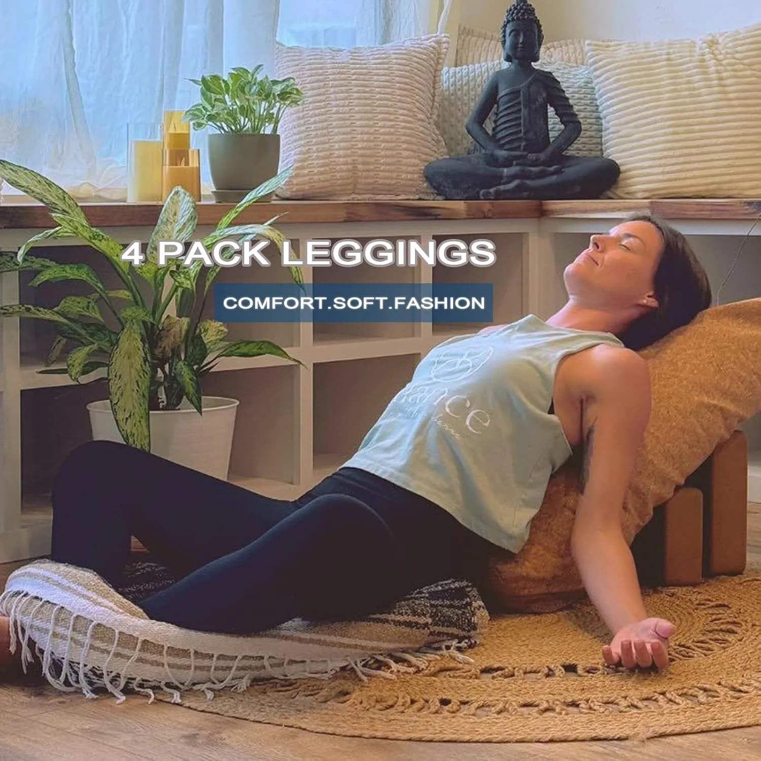4 Pack Leggings for Women Butt Lift High Waisted Tummy Control Slimming Black No See-Thru Yoga Pants Workout Running
