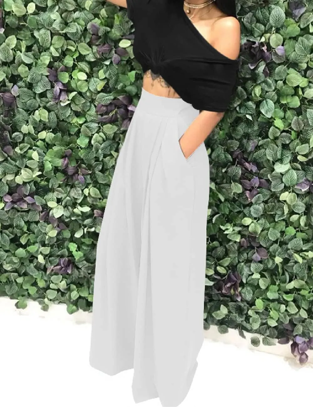 A ADILACA Wide Leg Pants for Women, Palazzo Pants for Women, Womens Casual Lounge Work Business High Waisted Flowy Pants