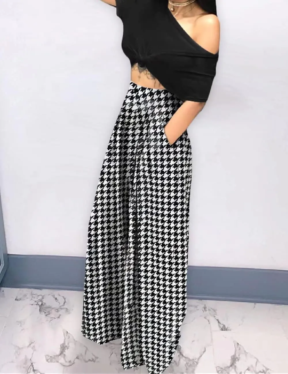 A ADILACA Wide Leg Pants for Women, Palazzo Pants for Women, Womens Casual Lounge Work Business High Waisted Flowy Pants