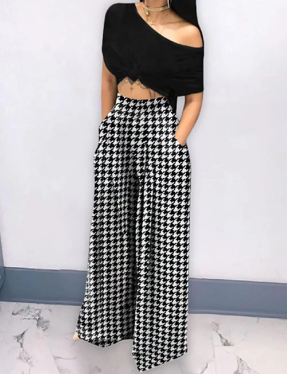 A ADILACA Wide Leg Pants for Women, Palazzo Pants for Women, Womens Casual Lounge Work Business High Waisted Flowy Pants