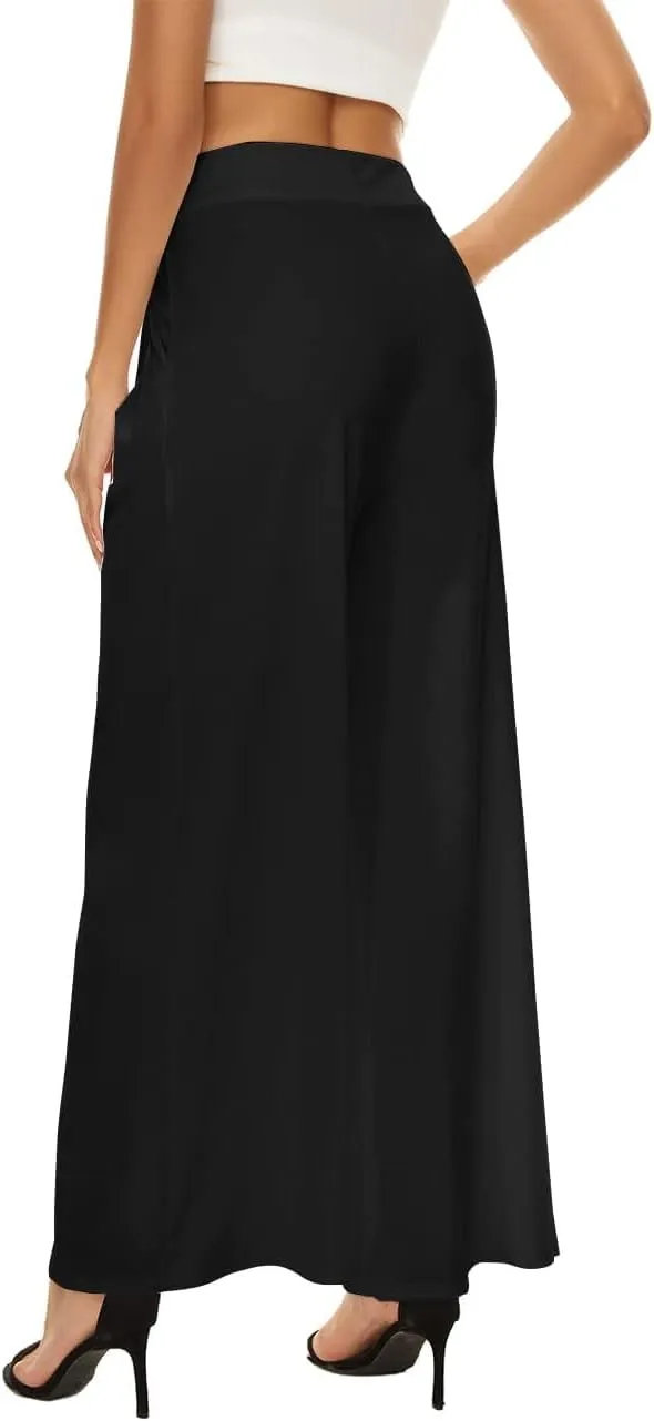 A ADILACA Wide Leg Pants for Women, Palazzo Pants for Women, Womens Casual Lounge Work Business High Waisted Flowy Pants