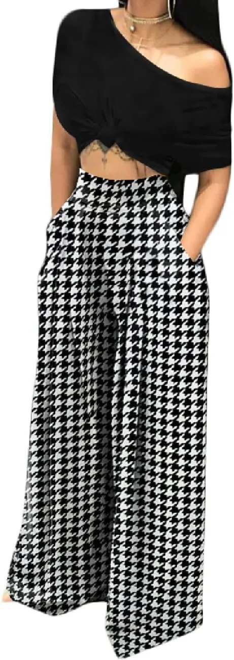 A ADILACA Wide Leg Pants for Women, Palazzo Pants for Women, Womens Casual Lounge Work Business High Waisted Flowy Pants