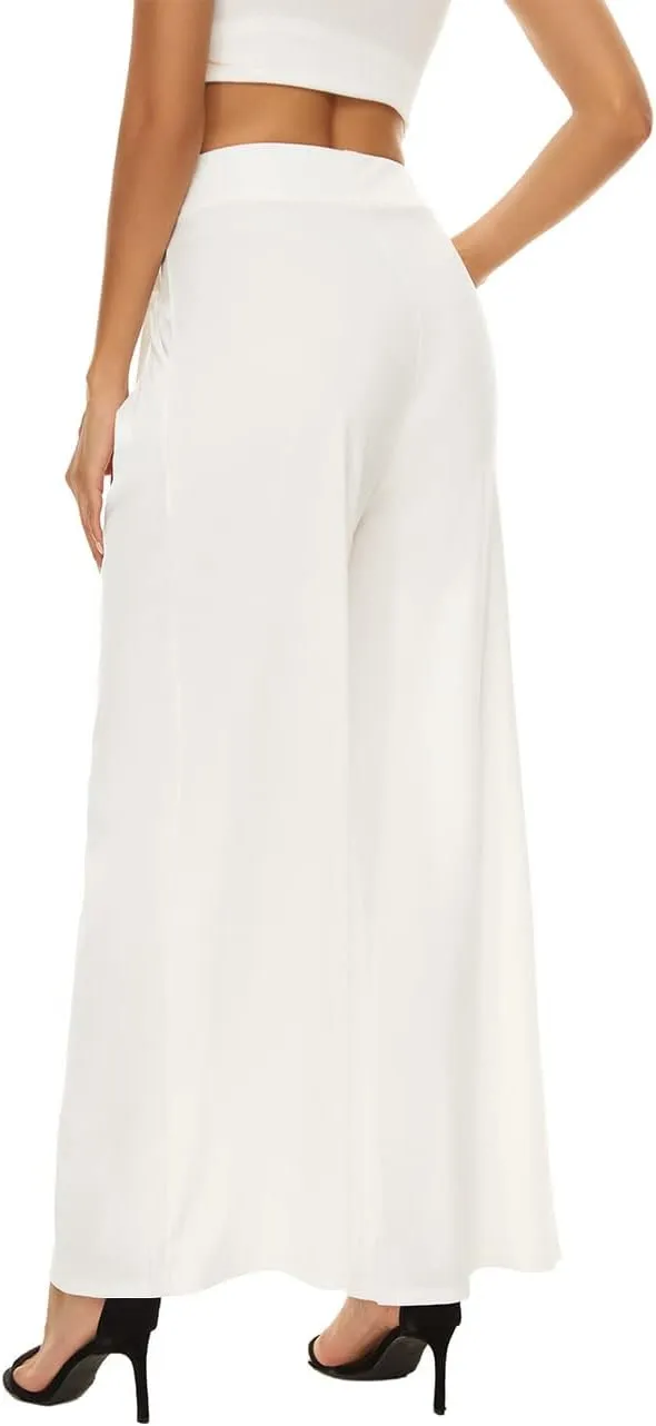 A ADILACA Wide Leg Pants for Women, Palazzo Pants for Women, Womens Casual Lounge Work Business High Waisted Flowy Pants