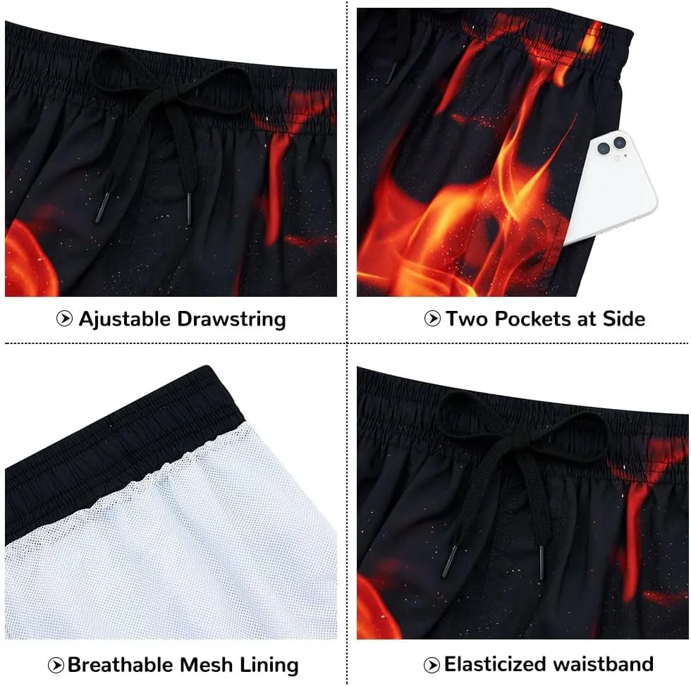 Ahegao Men's Swim Trunks Quick Dry 3D Printed Beach Board Shorts with Pockets Cool Mesh Lining Bathing Suits
