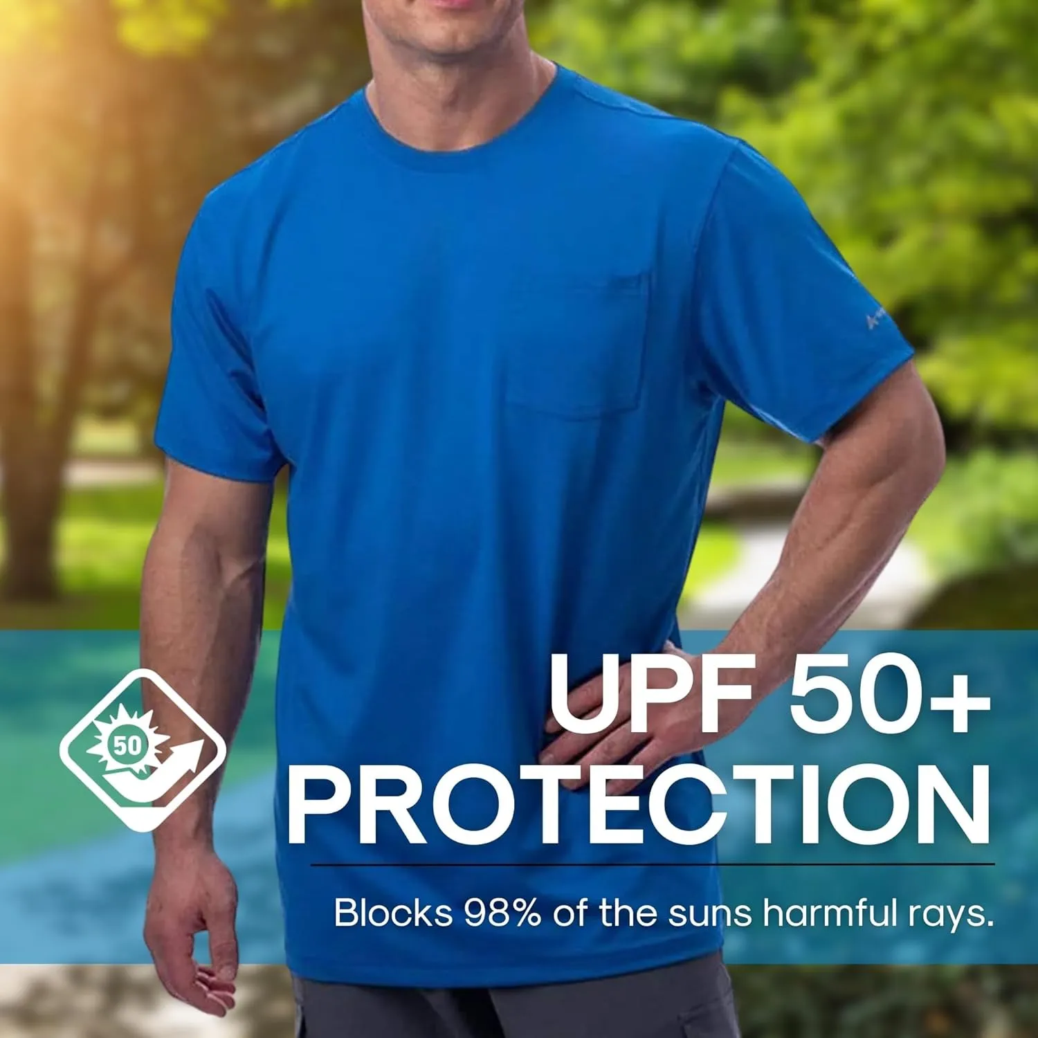 Arctic Cool Mens Crew Neck Instant Cooling Pocket Workwear Moisture Wicking Performance UPF 50  Short Sleeve Shirt