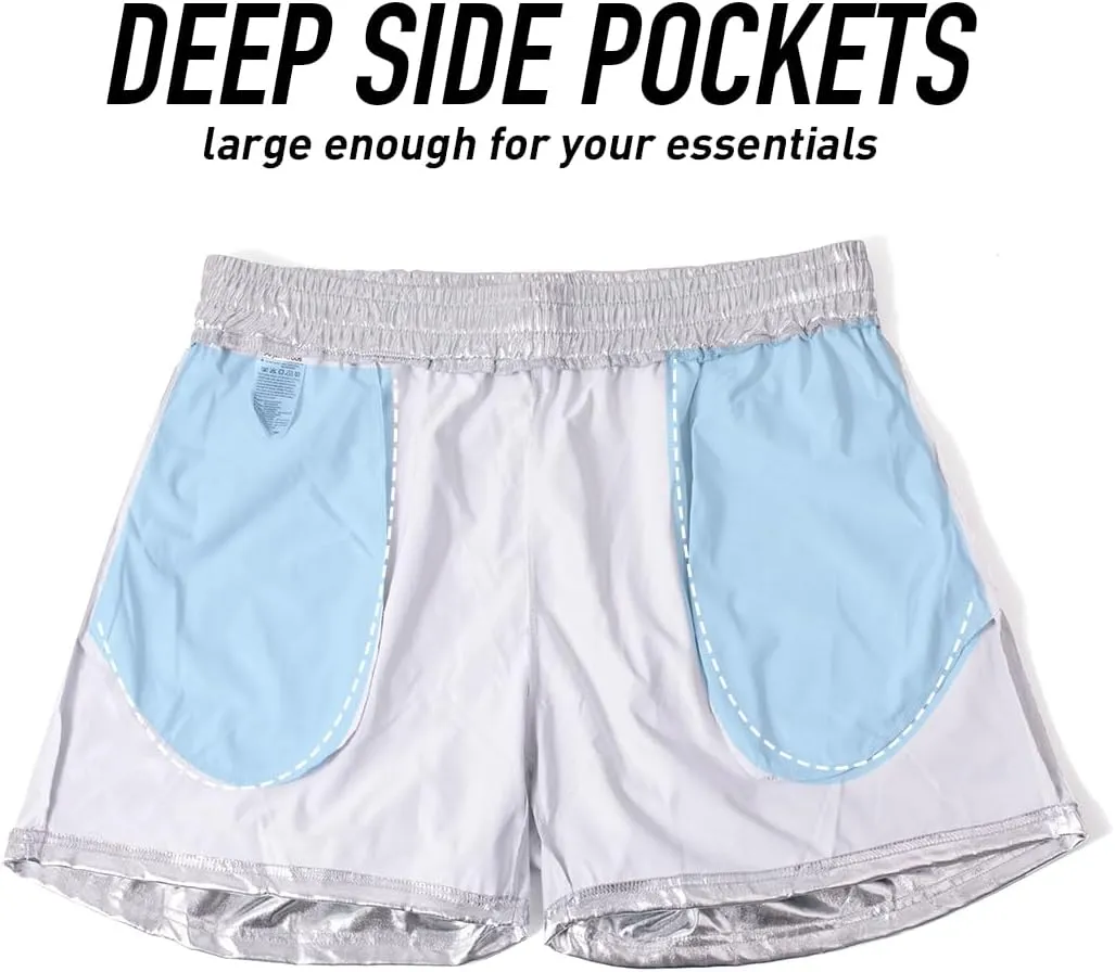 Arjen Kroos Mens Sexy Shorts Metallic Shiny Sparkly Hot Drawstring Short Pants with Pockets