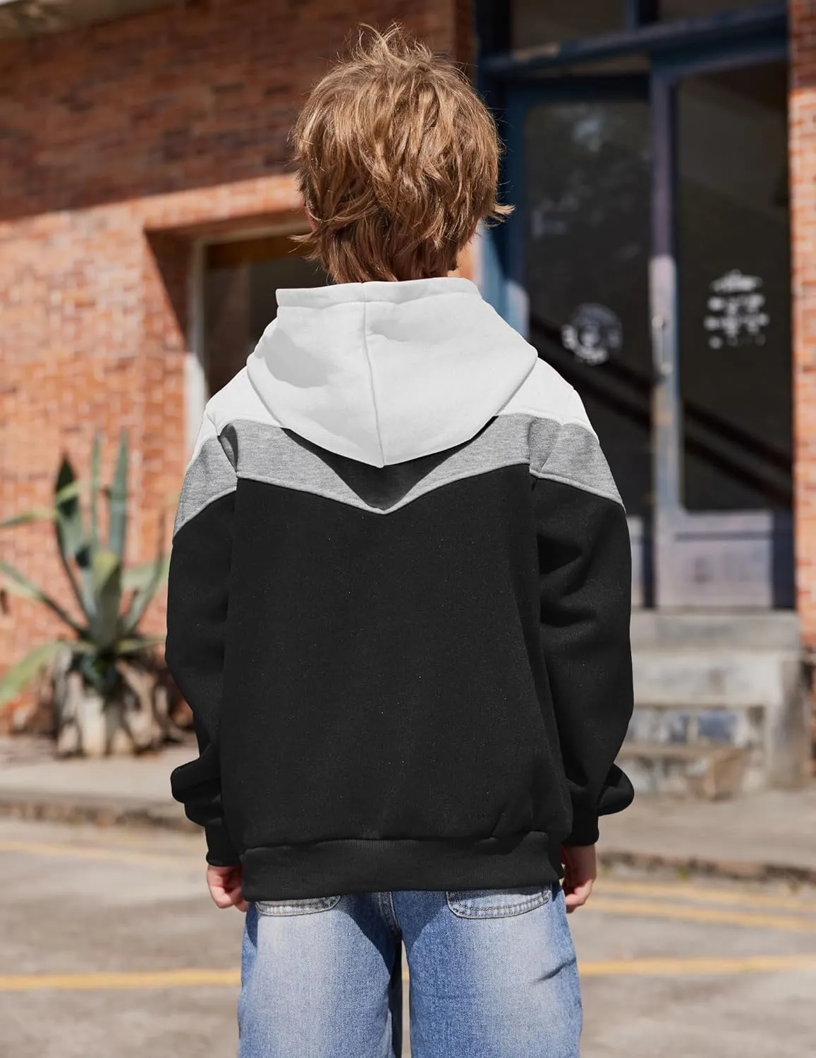Arshiner Boy's Color Block Pullover Fleece Hoodie Long Sleeve Casual Sweatshirt with Pocket Age 3-13 Years