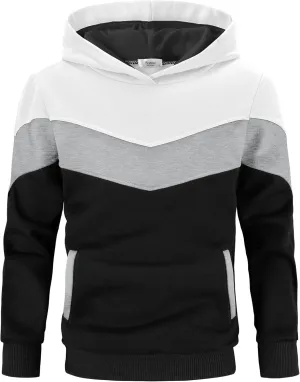 Arshiner Boy's Color Block Pullover Fleece Hoodie Long Sleeve Casual Sweatshirt with Pocket Age 3-13 Years