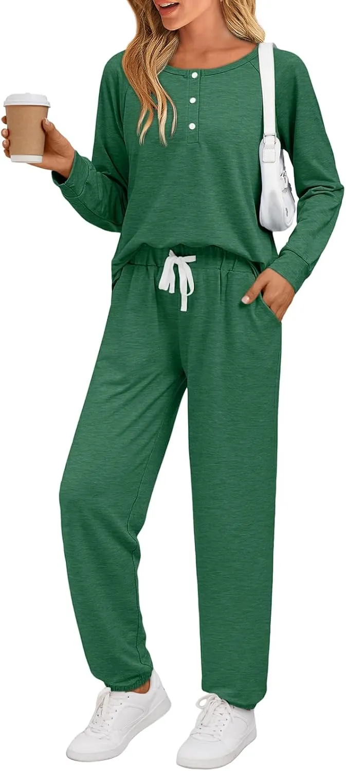 AUTOMET Womens 2 Piece Outfits Pajamas Sets Fall Lounge Sets Loungewear Sweatsuits with Sweatpants