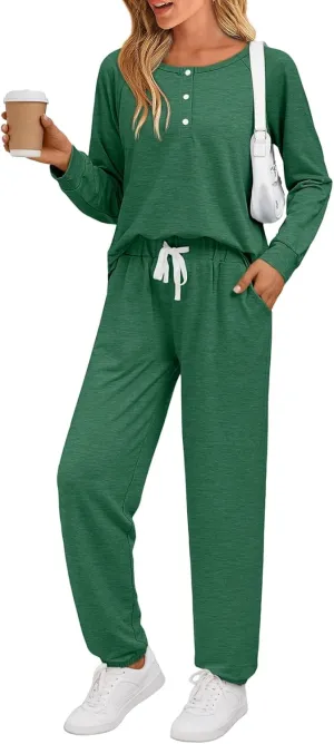 AUTOMET Womens 2 Piece Outfits Pajamas Sets Fall Lounge Sets Loungewear Sweatsuits with Sweatpants