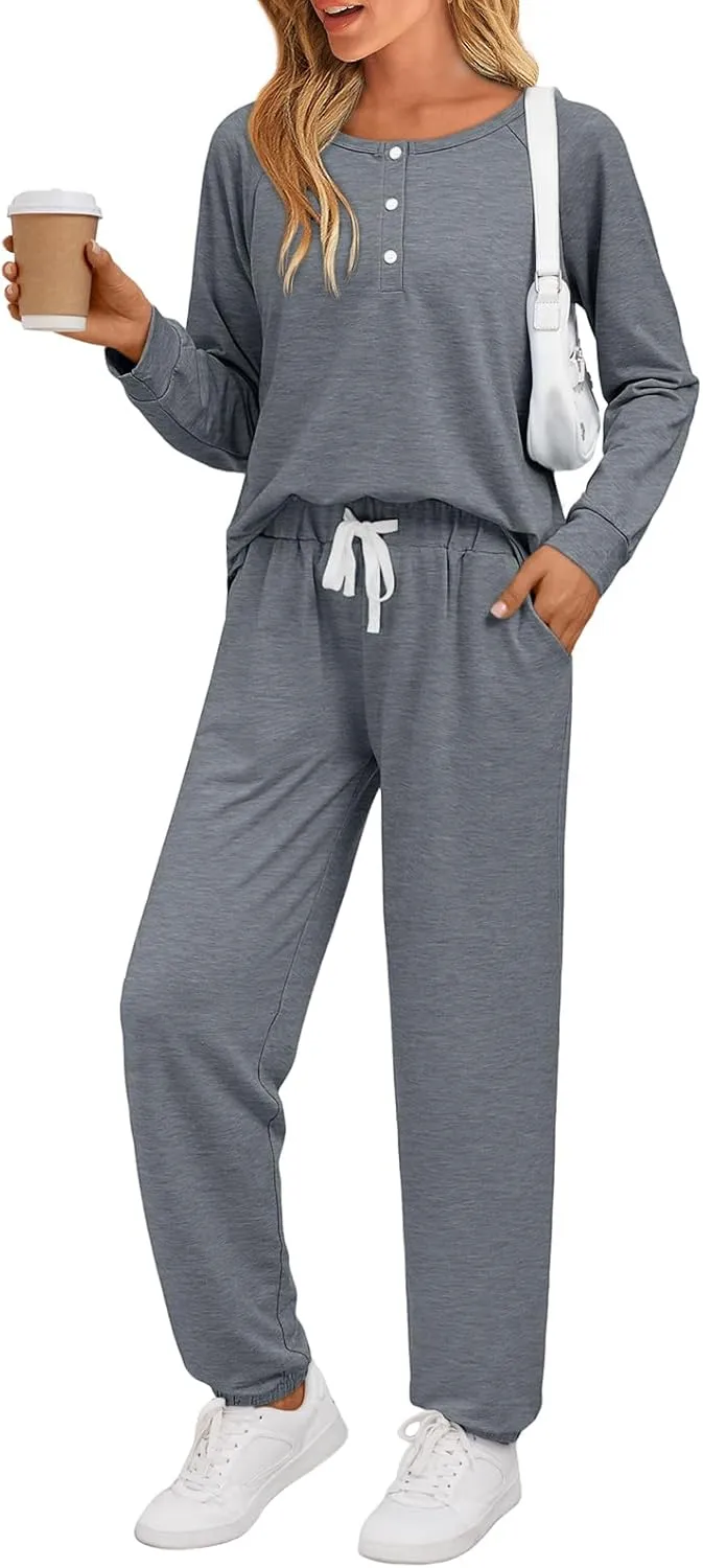 AUTOMET Womens 2 Piece Outfits Pajamas Sets Fall Lounge Sets Loungewear Sweatsuits with Sweatpants