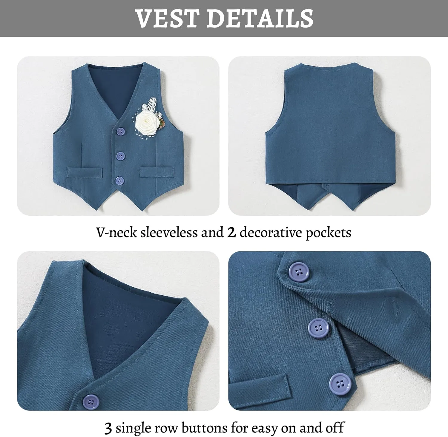 Baby Boy Clothes Suit Infant Gentleman Wedding Outfit Dress Shirt Bowtie Vest Corsage Suspender Pants 6Pcs Set 0-24M