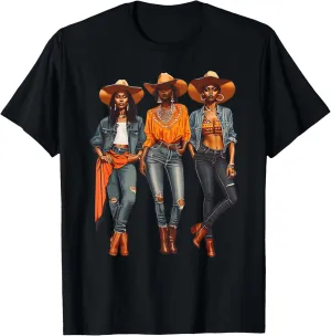 Black Cowgirl Western Rodeo Melanin Black History Texas T-Shirt