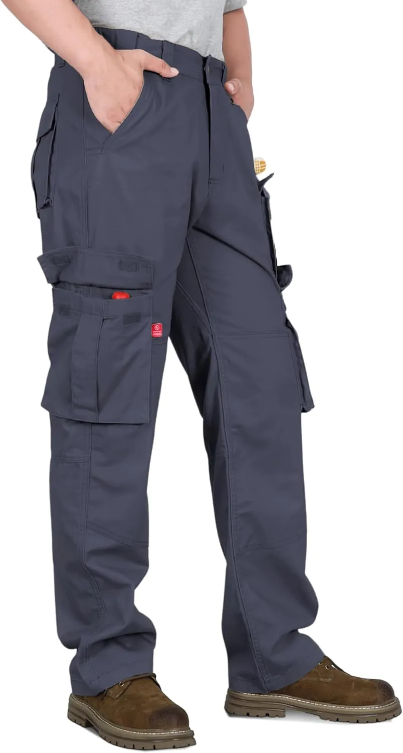 BOCOMAL FR Pants for Men Cargo Pockets Flame Resistant/Fire Retardant Elastic Waist Water & Oil Repellent Finish