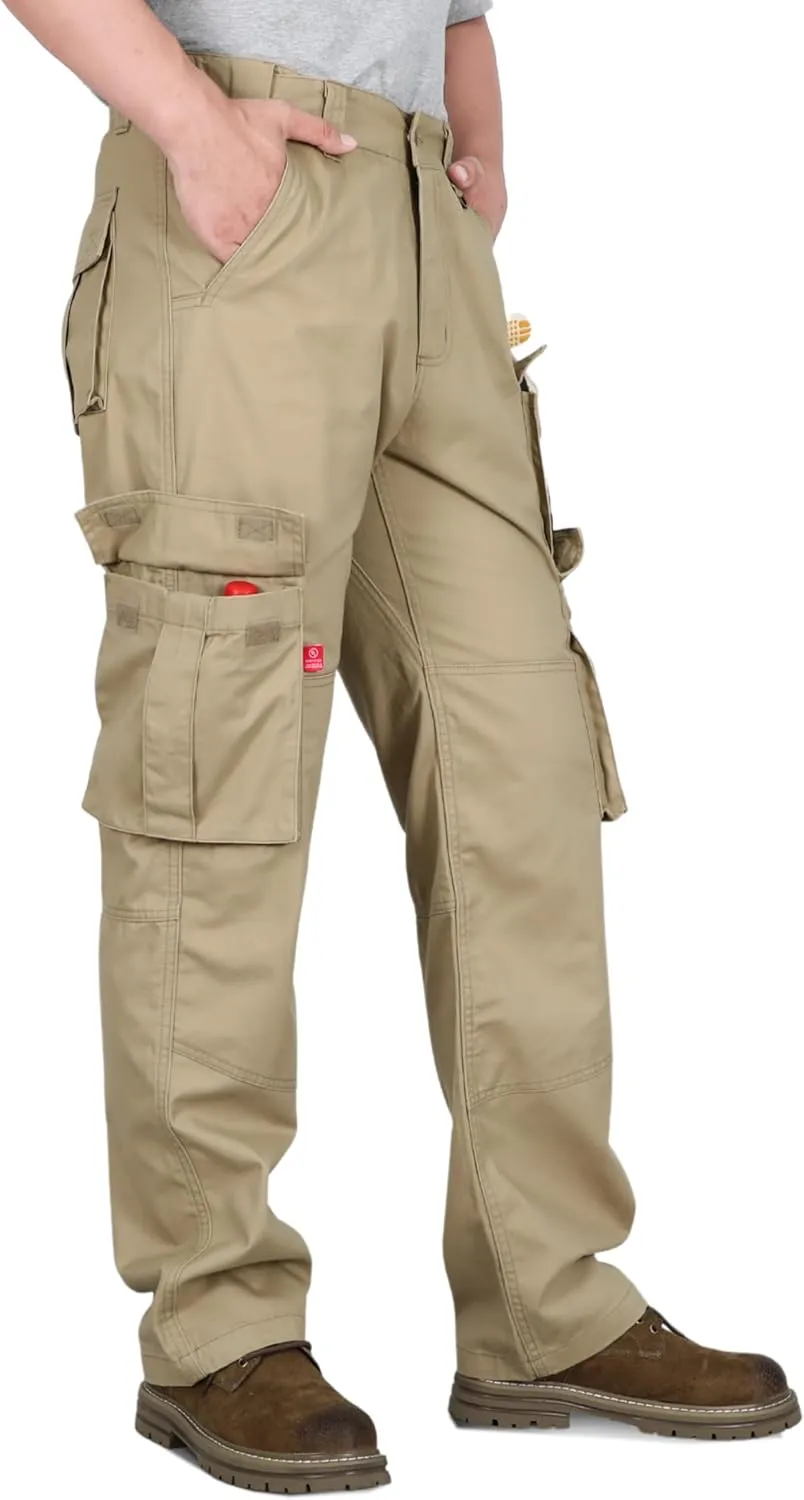 BOCOMAL FR Pants for Men Cargo Pockets Flame Resistant/Fire Retardant Elastic Waist Water & Oil Repellent Finish