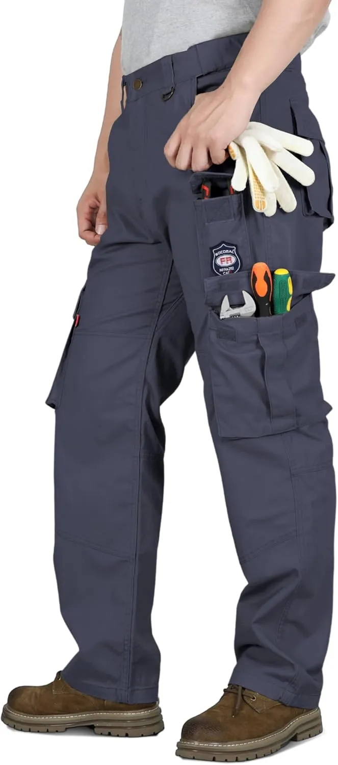 BOCOMAL FR Pants for Men Cargo Pockets Flame Resistant/Fire Retardant Elastic Waist Water & Oil Repellent Finish