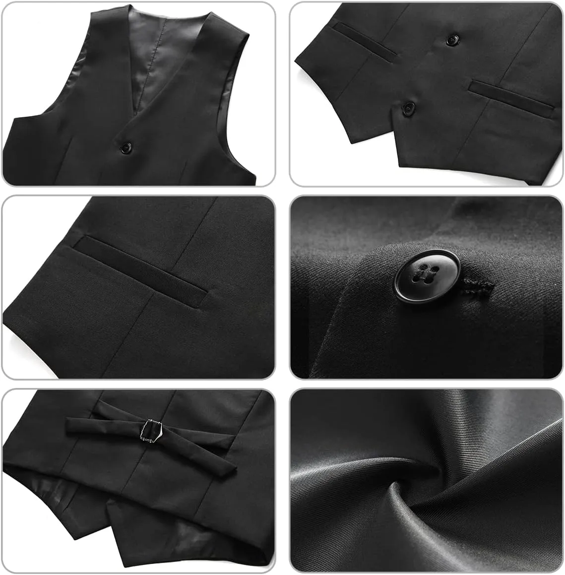 Boy Suits 3 Piece Slim Fit Formal Suit Set with Tuxedo Jacket Vest Pants for Kids Wedding Ring Bearer Party