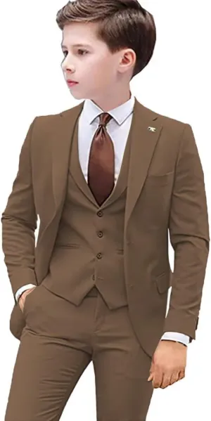 Boys Suit 3 PC Slim Fit Kids Suit Single Breasted Formal Wedding Suit Set Blazer Vest Pants