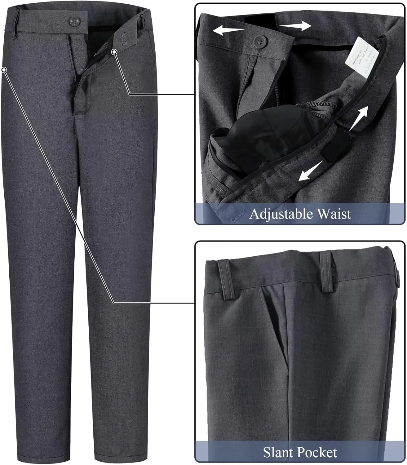Boy's Suit Formal Slim Fit 5 Pieces Suit Set Blazer Vest Pants with Adjustable Waist Shirt with Tie