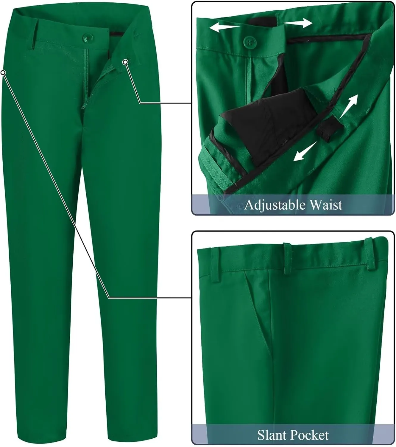Boy's Suit Formal Slim Fit 5 Pieces Suit Set Blazer Vest Pants with Adjustable Waist Shirt with Tie