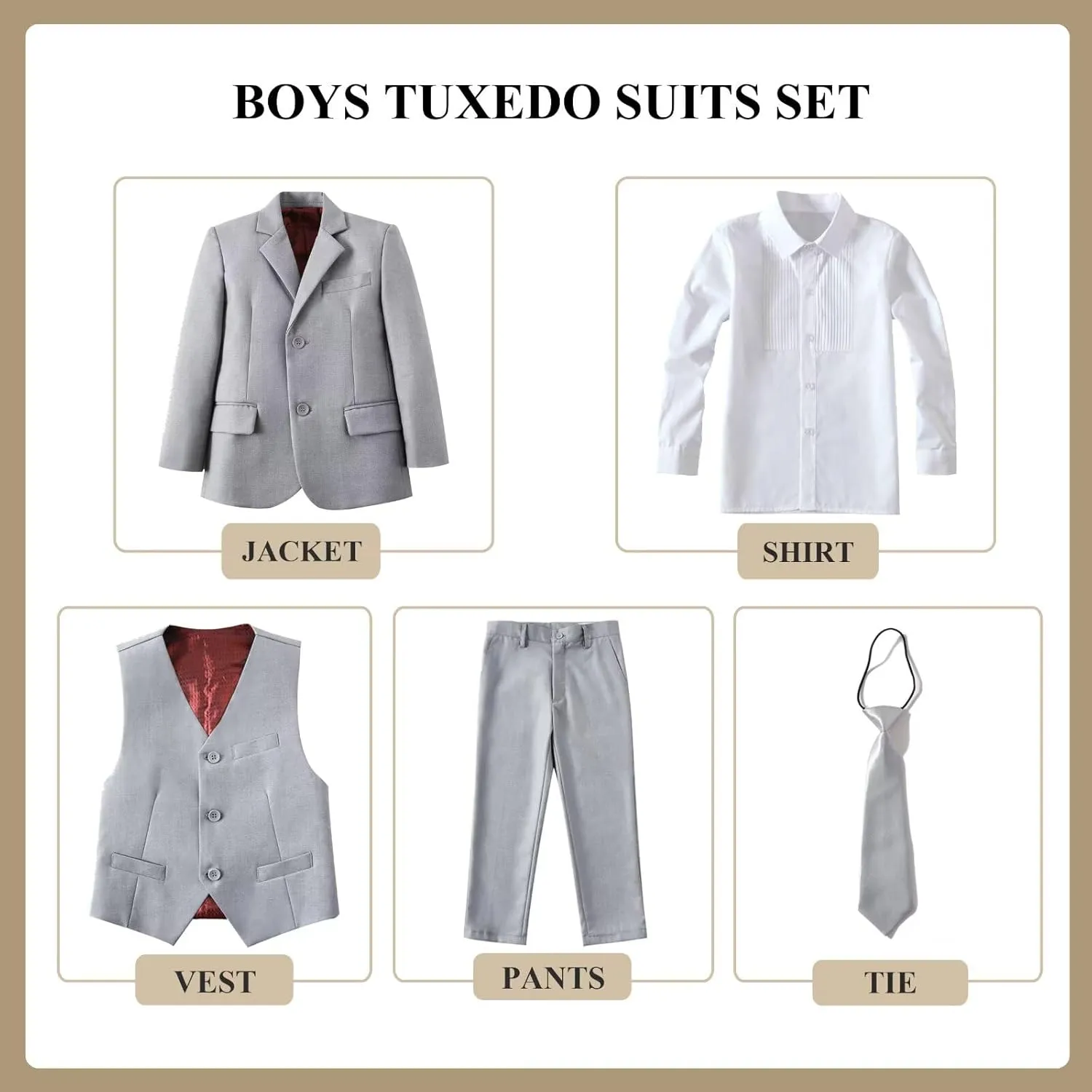 Boys Suit Kids Suits Tuxedo for Boys Toddler Vest Pants Set Ring Bearer Outfit Dress Clothes
