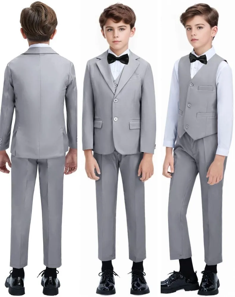 Boys Suit Set Formal Dress Shirt with Bowtie Vest Pants Toddler Boy Tuxedo Suits