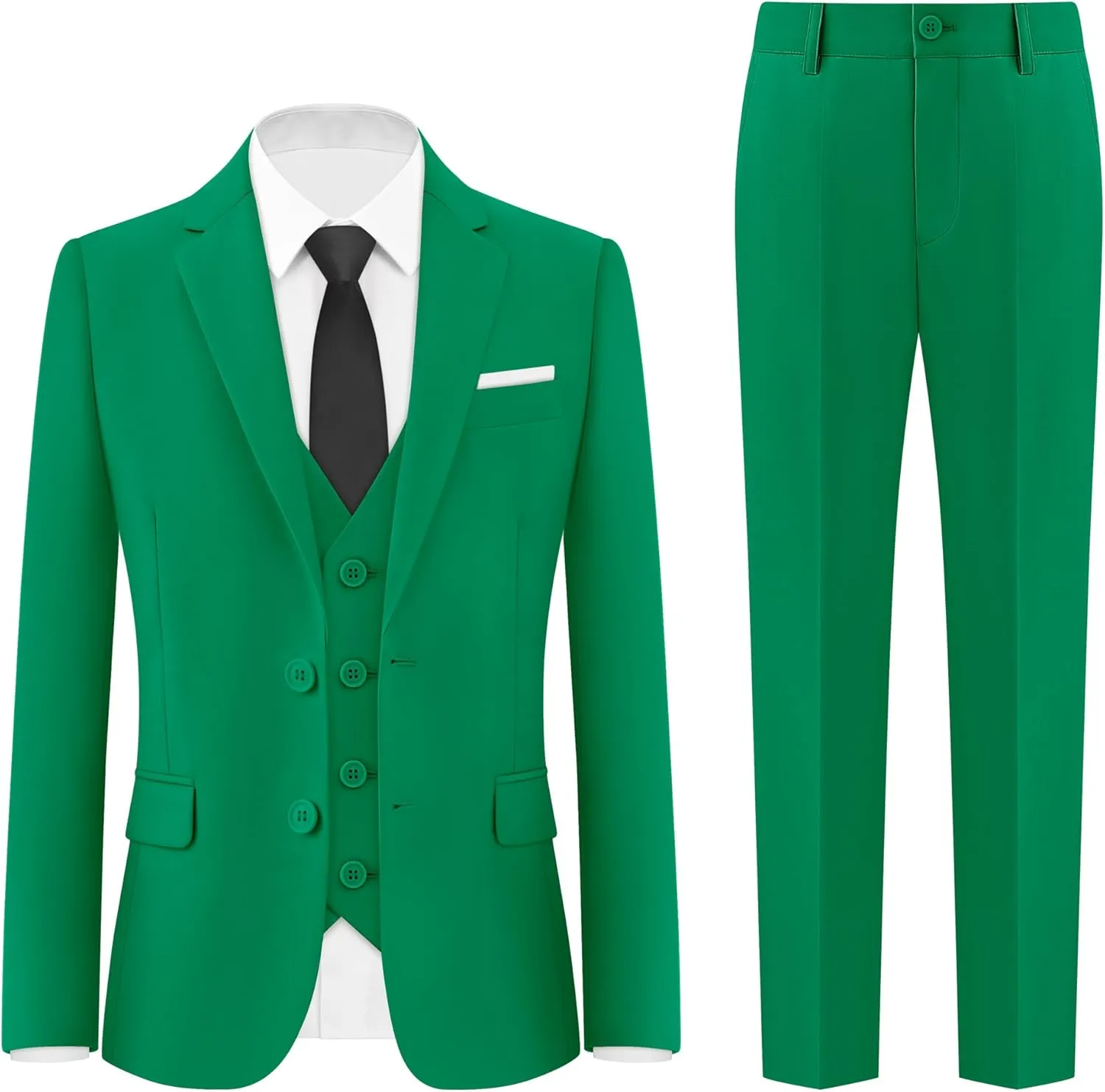 Boys Suit Set with Suspenders, Suit with 3 Versions-Regular, Slim and Husky