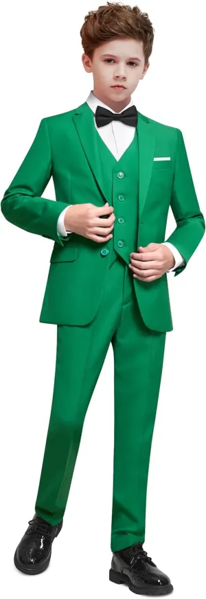 Boys Suit Set with Suspenders, Suit with 3 Versions-Regular, Slim and Husky