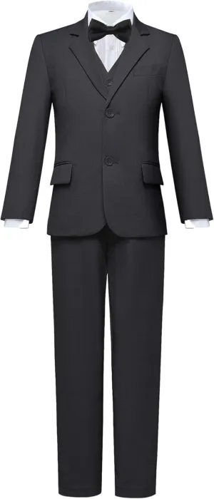 Boys Suits 5 Pieces Slim Fit Blazer Pants Black Blue Outfit Suit for Wedding