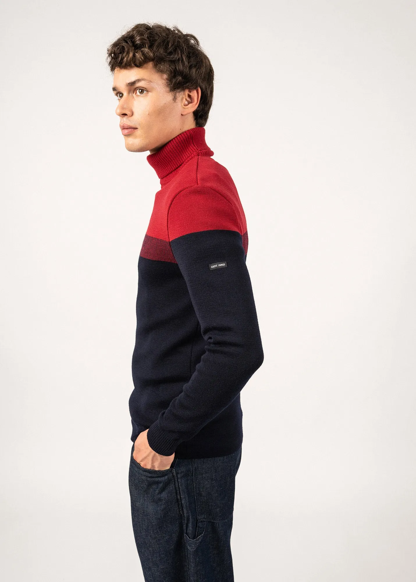 Bretagne Roul sailor jumper - turtleneck, in wool (MARINE/PERSAN)