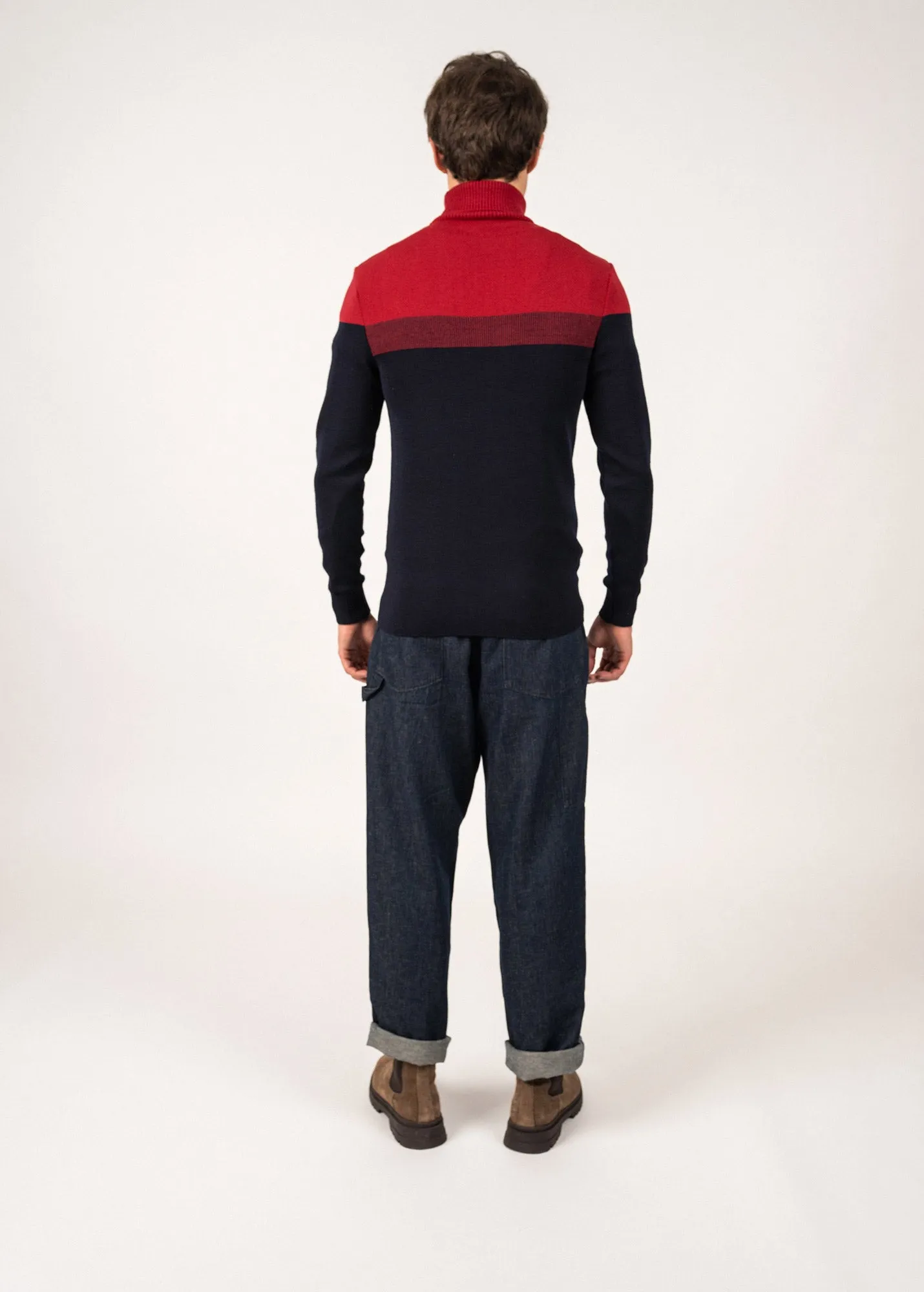 Bretagne Roul sailor jumper - turtleneck, in wool (MARINE/PERSAN)