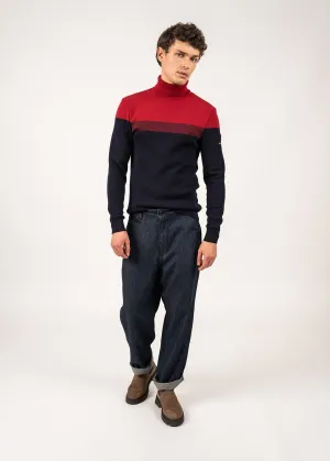 Bretagne Roul sailor jumper - turtleneck, in wool (MARINE/PERSAN)