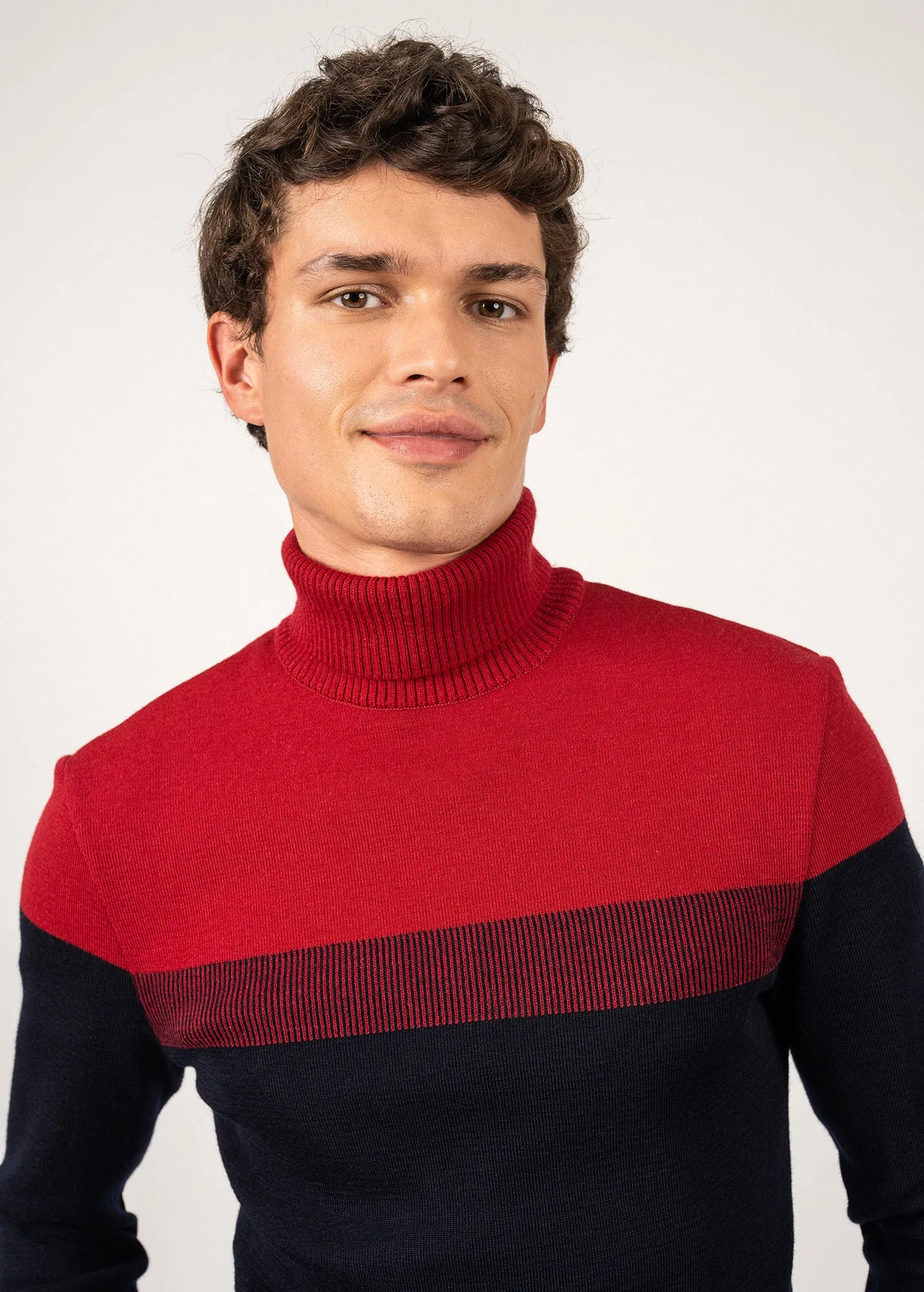 Bretagne Roul sailor jumper - turtleneck, in wool (MARINE/PERSAN)