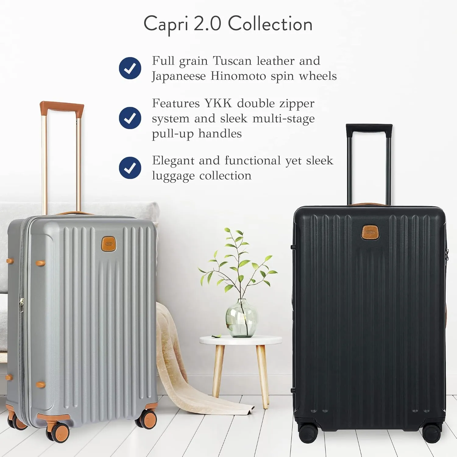 Bric's Capri 2.0 30"-Inch Spinner - Expandable Luxury Carry On Luggage With Spinner Wheels - Lightweight Carry On Suitcases with Wheels Made From Durable Polycarbonate - Matte Black
