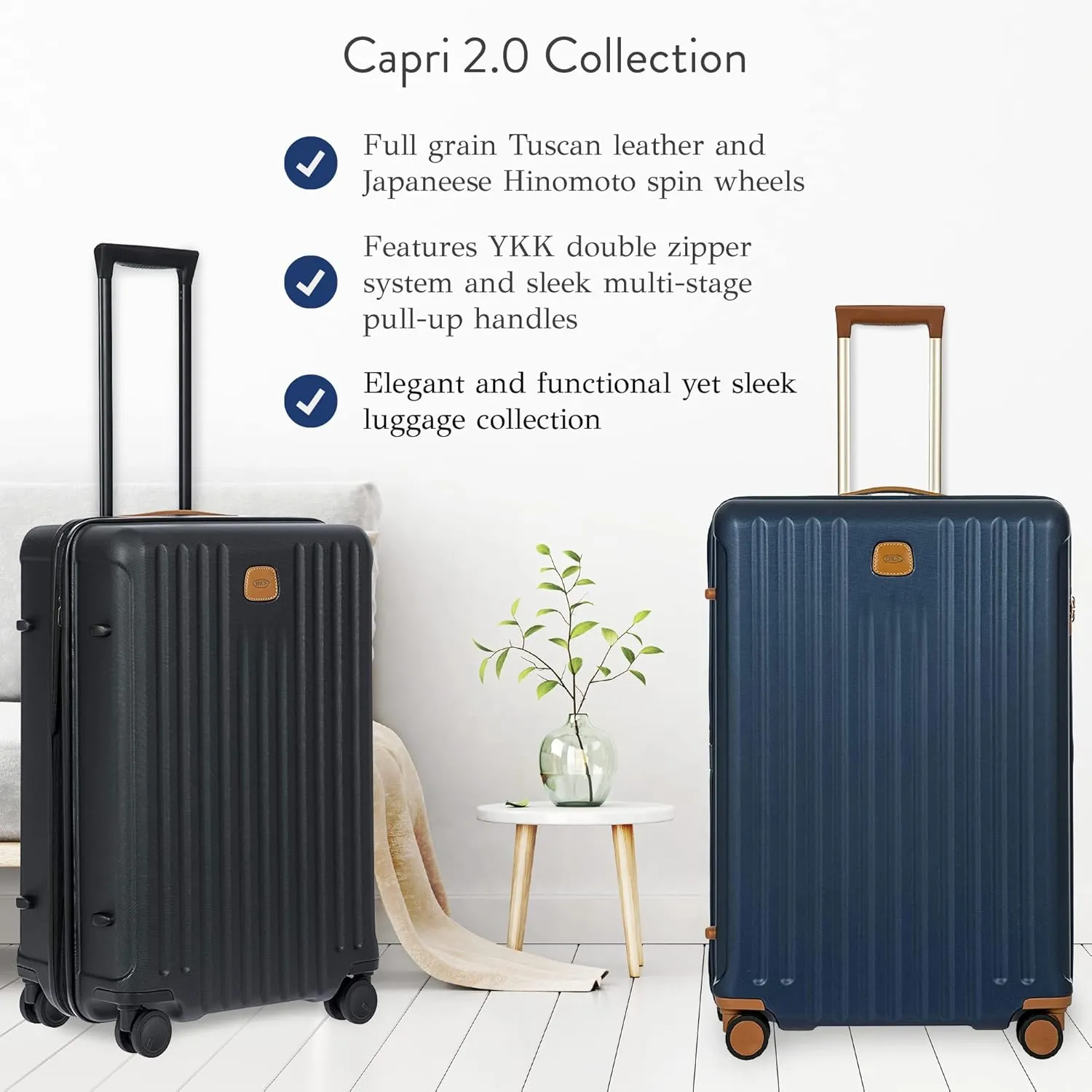 Bric's Capri 2.0 30"-Inch Spinner - Expandable Luxury Carry On Luggage With Spinner Wheels - Lightweight Carry On Suitcases with Wheels Made From Durable Polycarbonate - Matte Blue