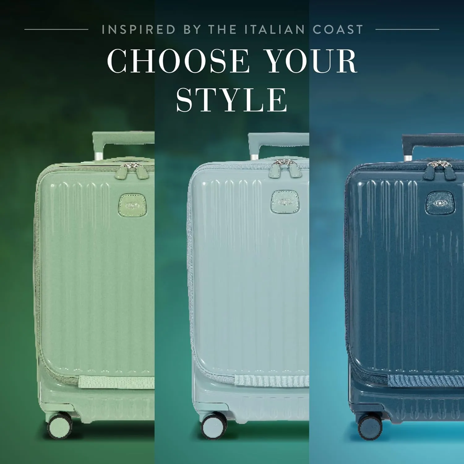 Bric's Positano 21-Inch Spinner - Luxury Carry-On Luggage With Spinner Wheels - Lightweight Suitcases Made From Durable Polycarbonate - Comes with Protective Cover and Extra Pocket - Sage Green