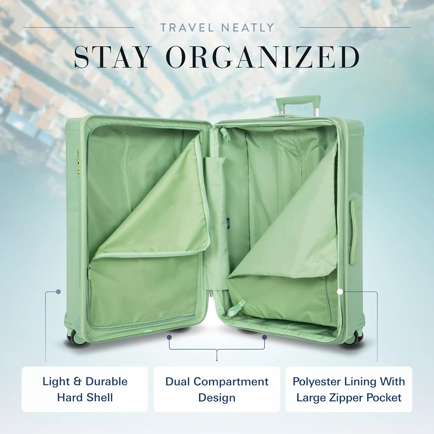 Bric's Positano 30-Inch Spinner - Expandable Luxury Checked Luggage With Spinner Wheels - Lightweight Suitcases Made From Durable Polycarbonate - Comes with Protective Cover - Sage Green