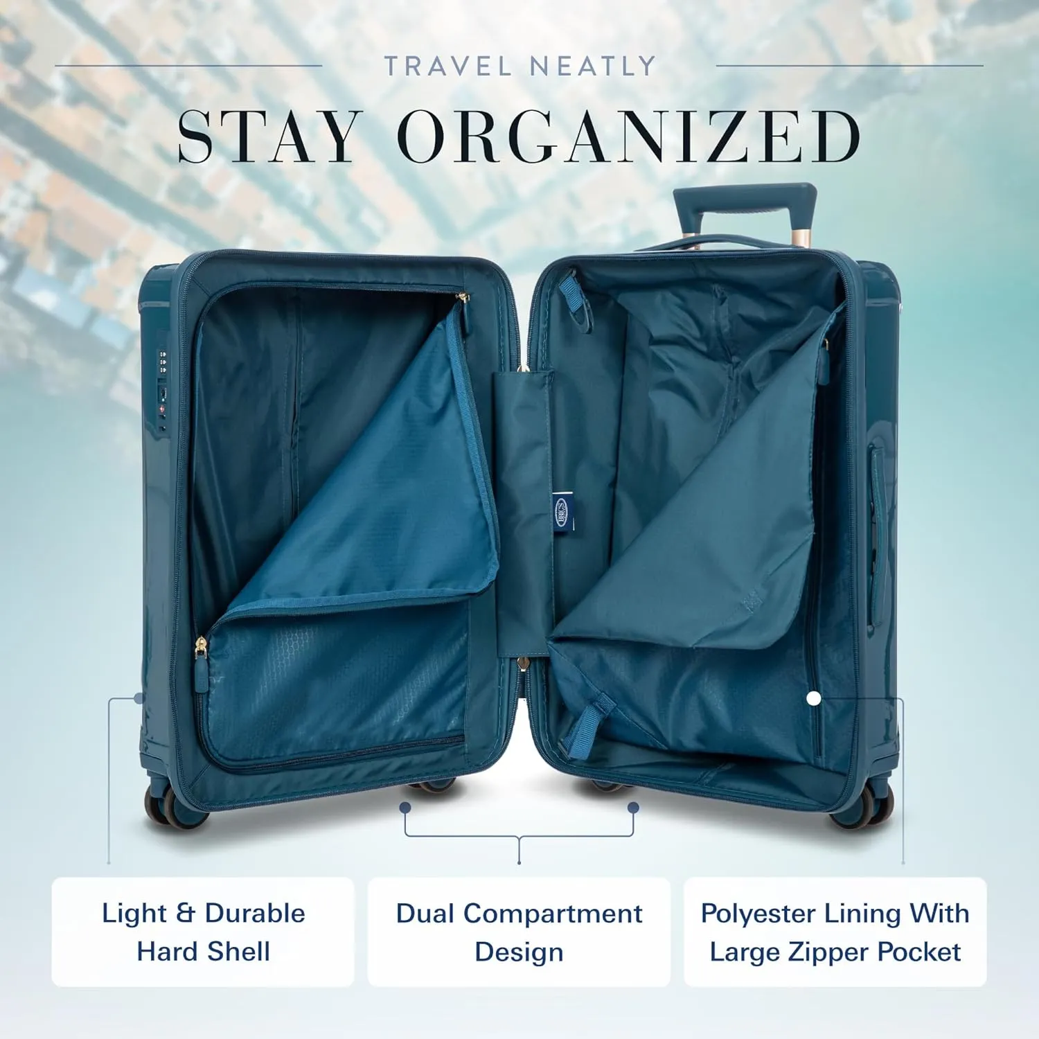 Bric's Positano 30-Inch Spinner - Expandable Luxury Checked Luggage With Spinner Wheels - Lightweight Suitcases Made From Durable Polycarbonate - Comes with Protective Cover - Sea Green