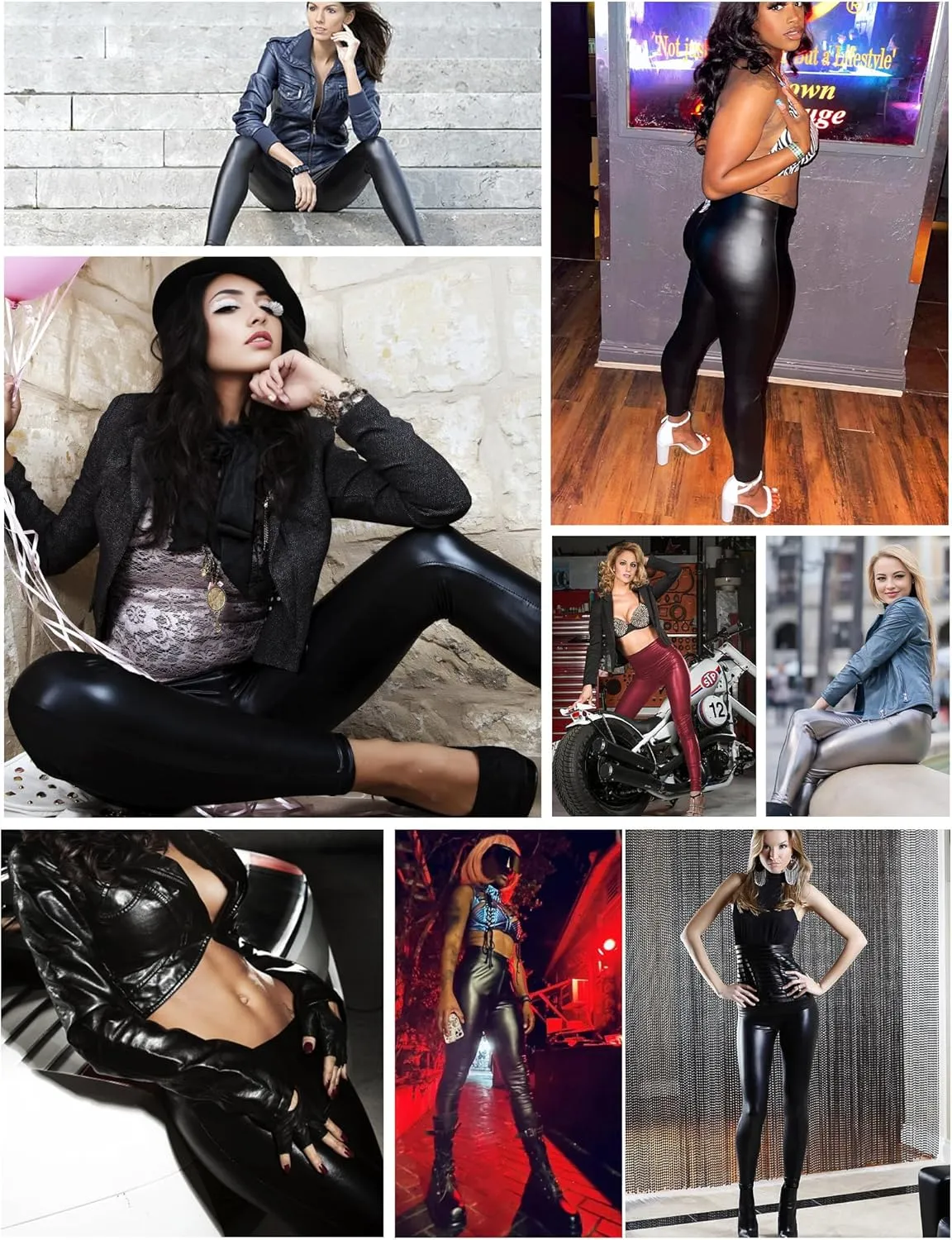 Buauty Faux Leather Leggings for Women High Waisted Leather Pants Tummy Control Stretch Pleather PU Pants
