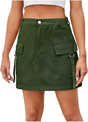 Cargo Skirts for Women Trendy Jean Skirts High Waisted Mini Skirts Y2K Country Concert Outfits with Pockets