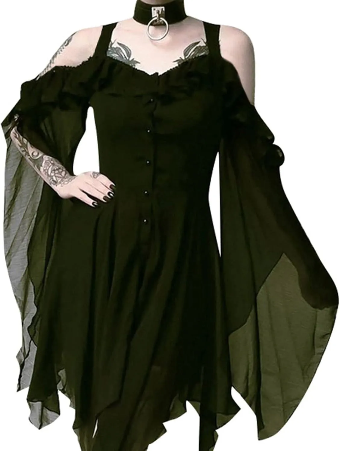 Cdiecer Renaissance Faire Costume Women Sexy Off Shoulder Fairy Dress Plus Size Halloween Gothic Steampunk Dresses
