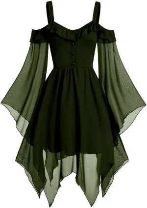 Cdiecer Renaissance Faire Costume Women Sexy Off Shoulder Fairy Dress Plus Size Halloween Gothic Steampunk Dresses