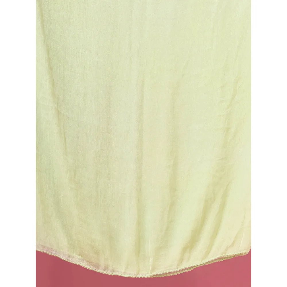 CHARUKRITI Tea Green Embellished Gathered Georgette Suit with Dupatta (Set of 3)