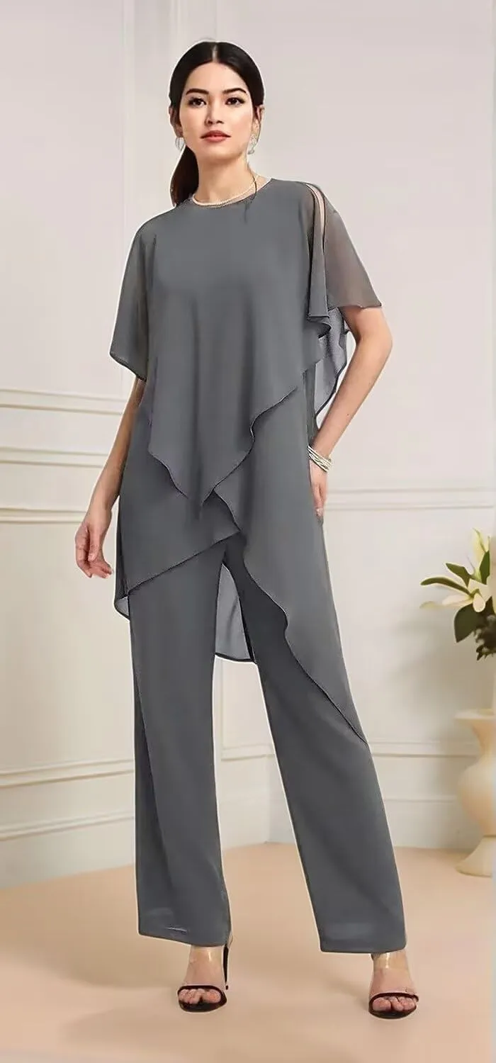 Chiffon Mother of The Bride Pant Suits for Wedding 2 Piece Formal Pant Suit Wedding Guest Outfits