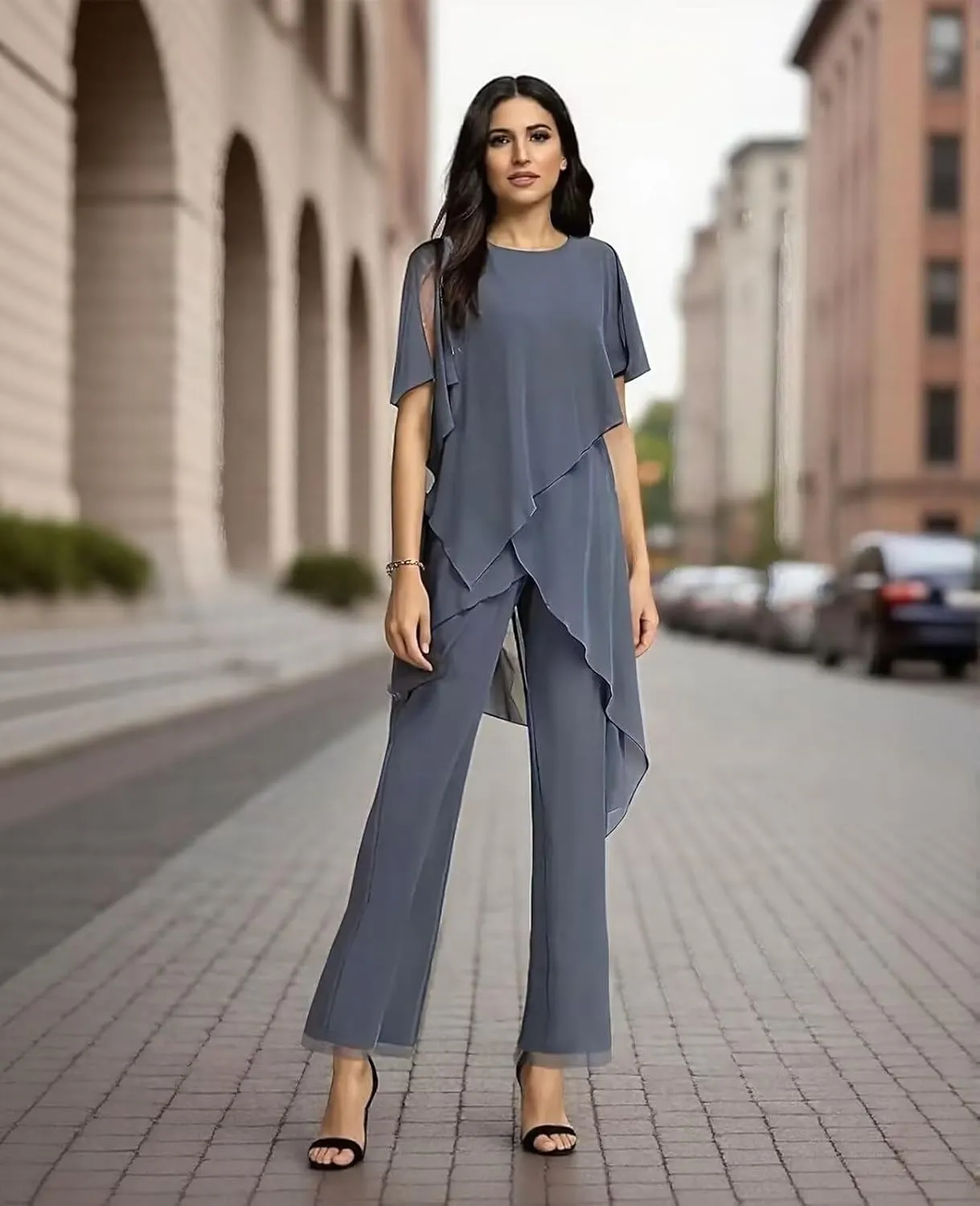 Chiffon Mother of The Bride Pant Suits for Wedding 2 Piece Formal Pant Suit Wedding Guest Outfits